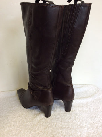 GABOR DARK BROWN LEATHER KNEE LENGTH BOOTS SIZE 7.5/41