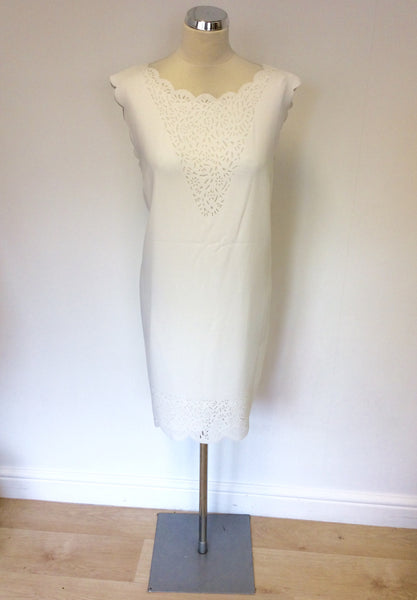 REISS VITA OFF WHITE LASER CUT OUT DETAIL DRESS SIZE 12