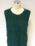 JIGSAW GREEN SILK & COTTON LACE FRONT DRESS SIZE 12