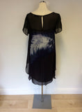 MINT VELVET SIENNA NAVY BLUE PRINT SHIFT DRESS SIZE 14