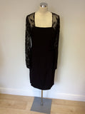 LK BENNETT BLACK SILK & LACE LARA DRESS SIZE 12