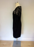 LK BENNETT BLACK SILK & LACE LARA DRESS SIZE 12