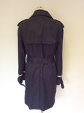 WHISTLES NAVY BLUE & LIGHT GREY TRIM TRENCH COAT/ MAC SIZE 12