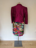 CONDICI HOT PINK SILK JACKET & MULTI COLOURED PRINT DRESS SIZE 20