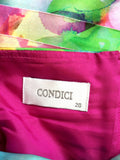 CONDICI HOT PINK SILK JACKET & MULTI COLOURED PRINT DRESS SIZE 20