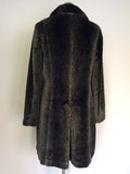 PER UNA SPEZIALE BLACK & BROWN LEOPARD PRINT FAUX FUR COAT SIZE 14