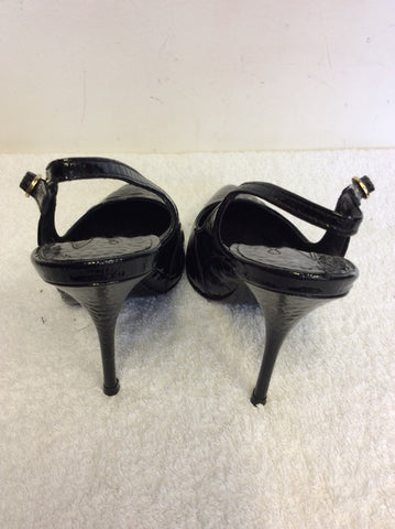 MISTRESS BLACK PATENT CROC SLINGBACK HEELS SIZE 5/38