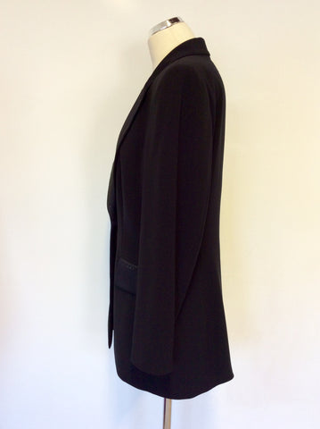 VERA MONT BLACK TUXEDO JACKET, LONG SKIRT AND TROUSER SUIT SIZE 12/14