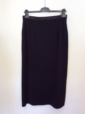 VERA MONT BLACK TUXEDO JACKET, LONG SKIRT AND TROUSER SUIT SIZE 12/14