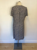 JIGSAW NAVY BLUE & WHITE FLORAL PRINT TEA DRESS SIZE 14