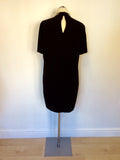 LK BENNETT STAR BLACK EMBELLISHED NECK SHIFT OCCASION DRESS SIZE 14