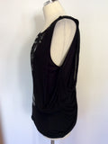 ISABEL DE PEDRO BLACK & WHITE PRINT DRAPED TOP SIZE 14