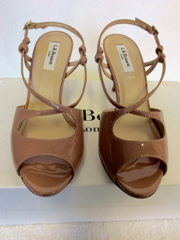 BRAND NEW LK BENNETT FAWN (BLUSH) PATENT LEATHER SANDALS SIZE 5/38