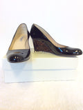 LK BENNETT ZAHARA BLACK PATENT & TORTOISE SHELL WEDGE HEELS SIZE 5.5/38.5