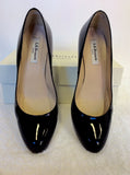 LK BENNETT ZAHARA BLACK PATENT & TORTOISE SHELL WEDGE HEELS SIZE 5.5/38.5