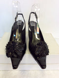 GINO VAELLO BLACK PATENT LEATHER SLINGBACK HEELS & MATCHING CLUTCH BAG SIZE 5/38