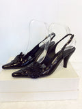 GINO VAELLO BLACK PATENT LEATHER SLINGBACK HEELS & MATCHING CLUTCH BAG SIZE 5/38