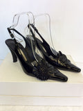 GINO VAELLO BLACK PATENT LEATHER SLINGBACK HEELS & MATCHING CLUTCH BAG SIZE 5/38