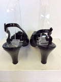 GINO VAELLO BLACK PATENT LEATHER SLINGBACK HEELS & MATCHING CLUTCH BAG SIZE 5/38