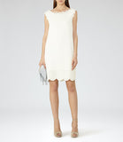 REISS VITA OFF WHITE LASER CUT OUT DETAIL DRESS SIZE 12