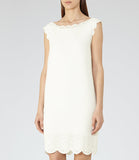 REISS VITA OFF WHITE LASER CUT OUT DETAIL DRESS SIZE 12