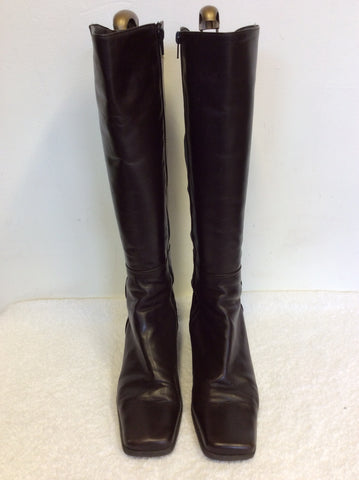 PAVACINI INTERNATIONAL DARK BROWN LEATHER KNEE HIGH BOOTS SIZE 7/40