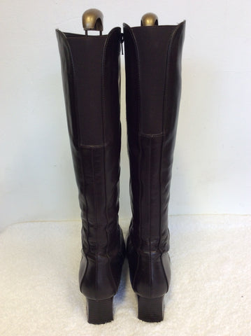 PAVACINI INTERNATIONAL DARK BROWN LEATHER KNEE HIGH BOOTS SIZE 7/40