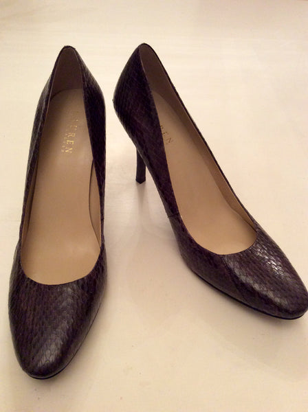 BRAND NEW RALPH LAUREN BROWN SNAKESKIN LEATHER HEELS SIZE 8