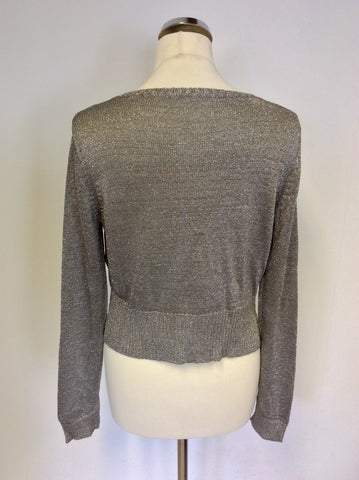 WHISTLES SILVER SPARKLE V NECK CARDIGAN SIZE 14