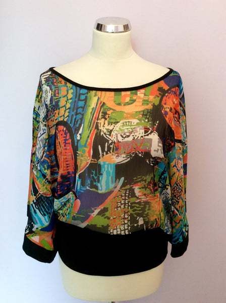 SANDRO FERRONE MULTI COLOURED PRINT BATWING TOP SIZE M - Whispers Dress Agency - Womens Tops - 1