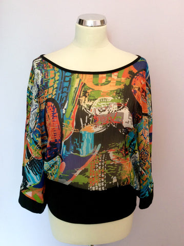 SANDRO FERRONE MULTI COLOURED PRINT BATWING TOP SIZE M - Whispers Dress Agency - Womens Tops - 1