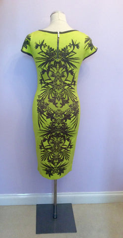 Karen Millen Lime Green & Khaki Print Dress Size 3 UK 10/13 - Whispers Dress Agency - Sold - 3