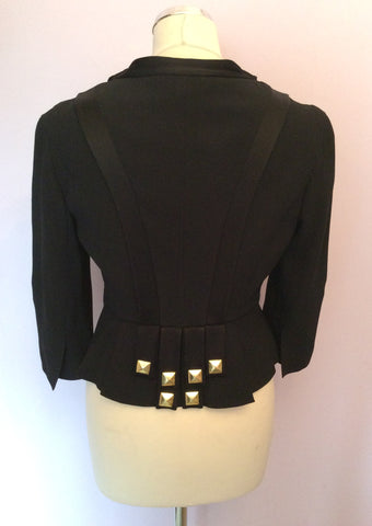 Temperley Black With Gold Metal Stud Trim Fitted Jacket Size 10 - Whispers Dress Agency - Womens Suits & Tailoring - 5