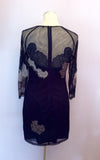 Karen Millen Navy Blue Net Overlay Lace Trim Dress Size 12 - Whispers Dress Agency - Sold - 3