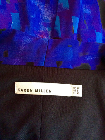 Karen Millen Purple & Blue Print Dress Size 12 - Whispers Dress Agency - Sold - 5