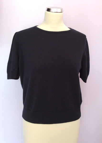 Marks & Spencer Dark Blue Short Sleeve Lambswool Jumper Size 18 - Whispers Dress Agency - Sold