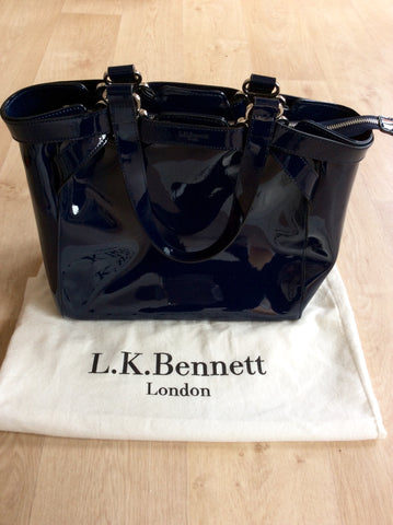 LK BENNETT DARK BLUE PATENT LEATHER LARGE TOTE BAG - Whispers Dress Agency - Sold - 1