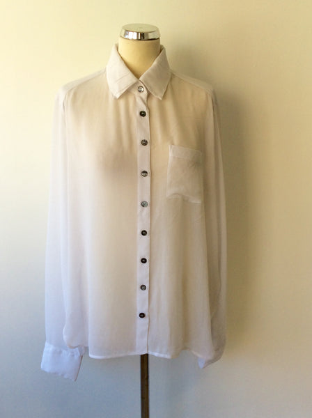 RELIGION WHITE SEMI SHEER LONG SLEEVE SHIRT SIZE 14 - Whispers Dress Agency - Womens Shirts & Blouses - 1