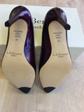 BRAND NEW LK BENNETT DILLON DARK VIOLET SAFFIANO PATENT LEATHER HEELS SIZE 6/39 - Whispers Dress Agency - Sold - 4