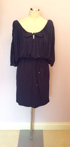 Temperley Dark Blue Batwing Sleeve Dress Size 10 - Whispers Dress Agency - Womens Dresses - 1