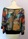 SANDRO FERRONE MULTI COLOURED PRINT BATWING TOP SIZE M - Whispers Dress Agency - Womens Tops - 2