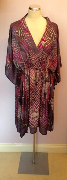 JADE JAGGER FOR THOMPSONS PURPLE PRINT COVER UP / KAFTAN SIZE L - Whispers Dress Agency - Womens Swim & Beachwear - 1