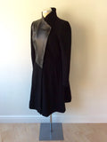 TODD LYNN BLACK WOOL BLEND & LEATHER TRIM COAT SIZE 12 - Whispers Dress Agency - Sold - 2