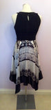 Brand New Sangria Black With Silver & White Print Handkerchief Hem Dress Size 10 - Whispers Dress Agency - Womens Dresses - 3