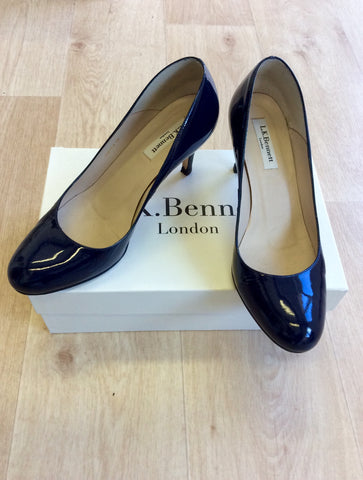 LK BENNETT SABIRA NAVY PATENT LEATHER HEELS SIZE 6/39 - Whispers Dress Agency - Sold - 1