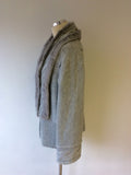 TIVOLI LIGHT GREY RABBIT FUR TRIM CARDIGAN SIZE XL - Whispers Dress Agency - Womens Knitwear - 3