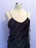 MICHEL AMBERS BLACK & DARK GREY TIERED PLEAT DRESS SIZE 12 - Whispers Dress Agency - Womens Dresses - 2