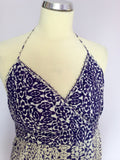 MONSOON PURPLE & WHITE PRINT HALTERNECK COTTON DRESS SIZE M - Whispers Dress Agency - Womens Dresses - 2