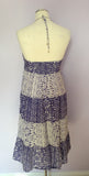 MONSOON PURPLE & WHITE PRINT HALTERNECK COTTON DRESS SIZE M - Whispers Dress Agency - Womens Dresses - 3