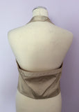 Karen Millen Pale Gold Satin Waistcoat Top Size 14 - Whispers Dress Agency - Sold - 3